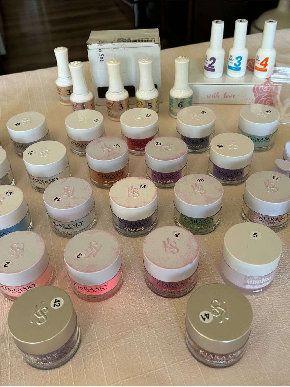 Professional Nail Dip Powder 38 jars, Liquid Essentials Kit Kiara Sky, pre-owned